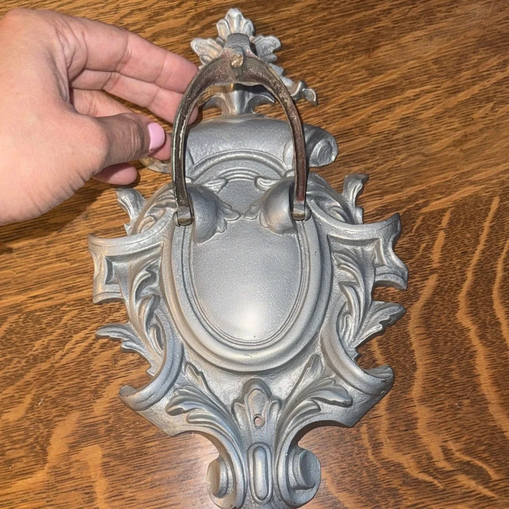 Ornate Wall Plaque in Silver - Decorative Home Door Knocker
